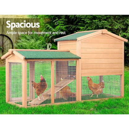 i.Pet Chicken Coop Rabbit Hutch 138cm x 44cm x 85cm Large Chicken Coop House Run Cage Wooden Outdoor