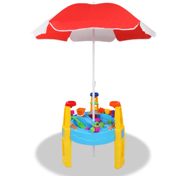 Keezi Kids Sandpit Pretend Play Set Water Sand Table Children Outdoor Toy Umbrella