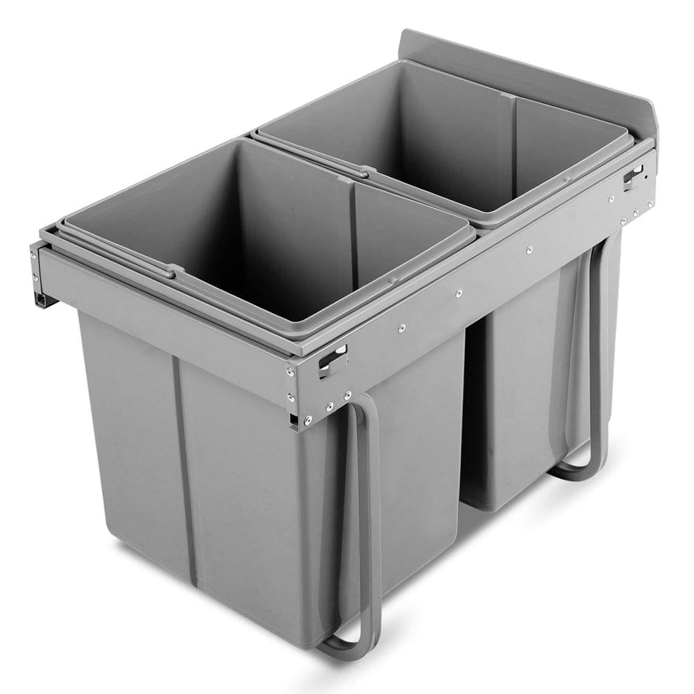 Cefito Pull Out Bin Kitchen Double Basket 2X20L Grey