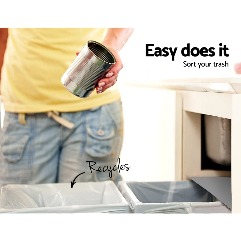 Cefito Pull Out Bin Kitchen Double Basket 2X20L Grey