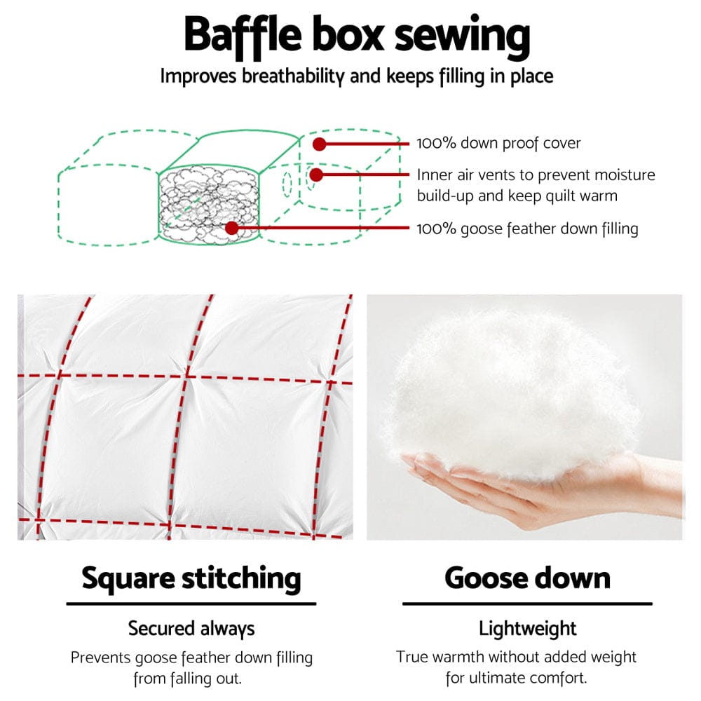 Giselle Bedding 700GSM Goose Down Feather Quilt Super King