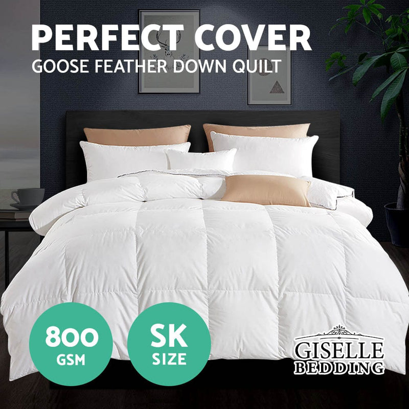 Giselle Bedding 800GSM Goose Down Feather Quilt Super King