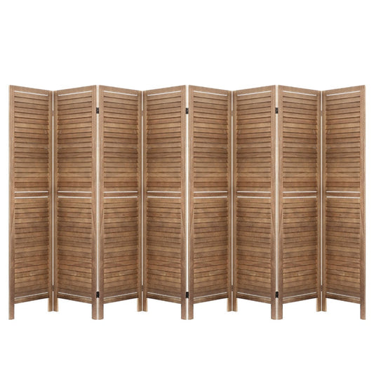 Artiss 8 Panel Room Divider Screen 326x170cm Louver Oak