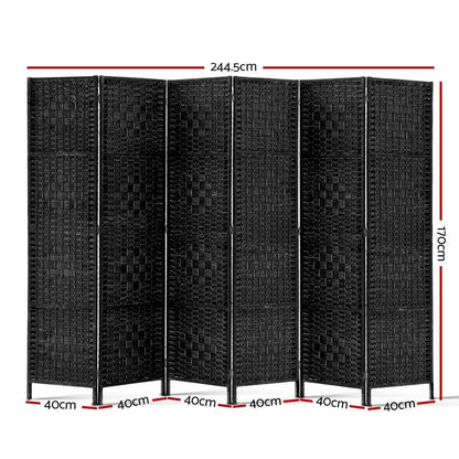 Artiss 6 Panel Room Divider Screen 245x170cm Woven Black