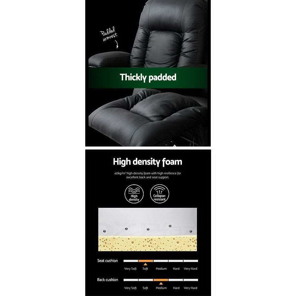 Artiss Recliner Chair Electric Heated Massage Chairs Faux Leather Cabin