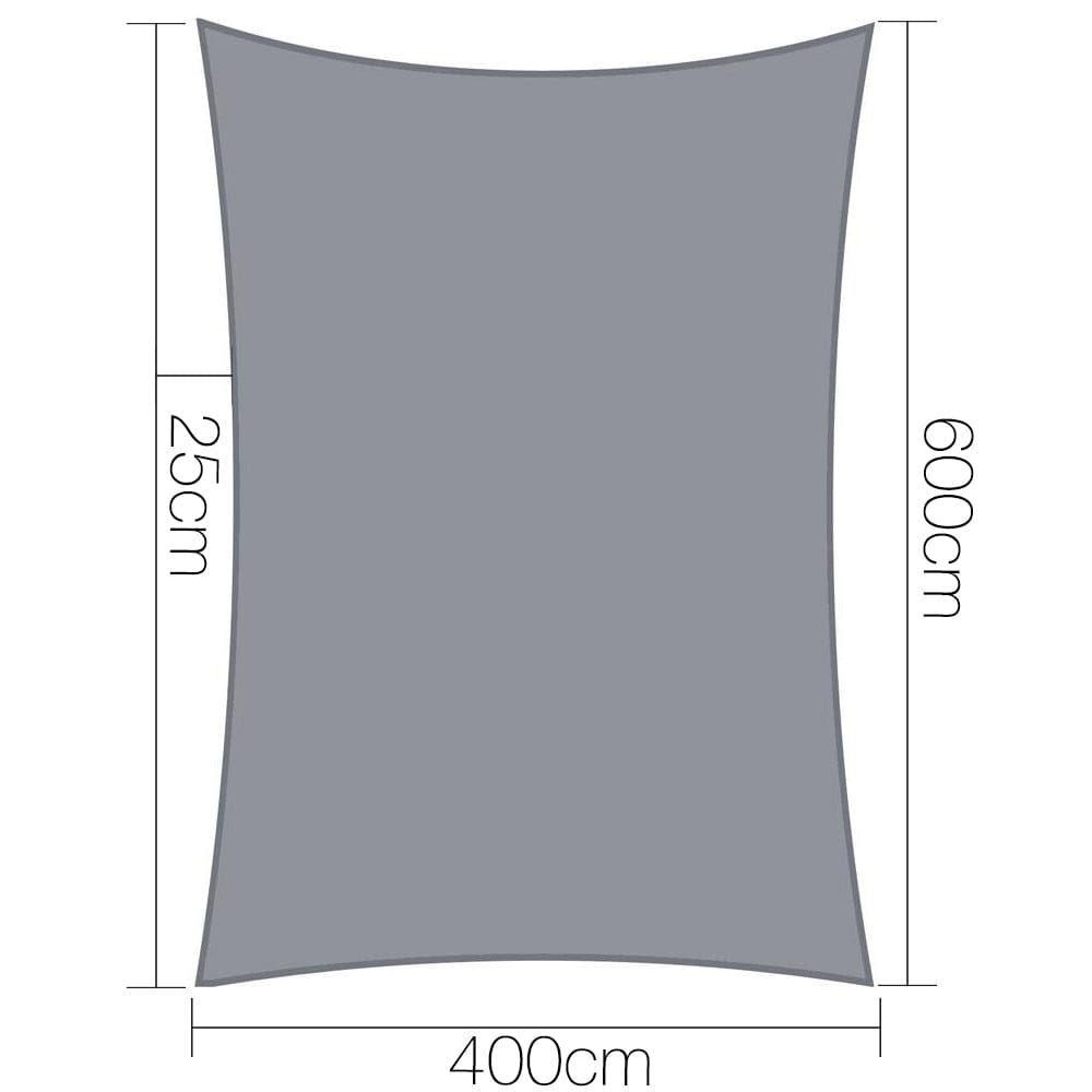 Instahut Shade Sail 4x6m Rectangle 280GSM 98% Grey Shade Cloth