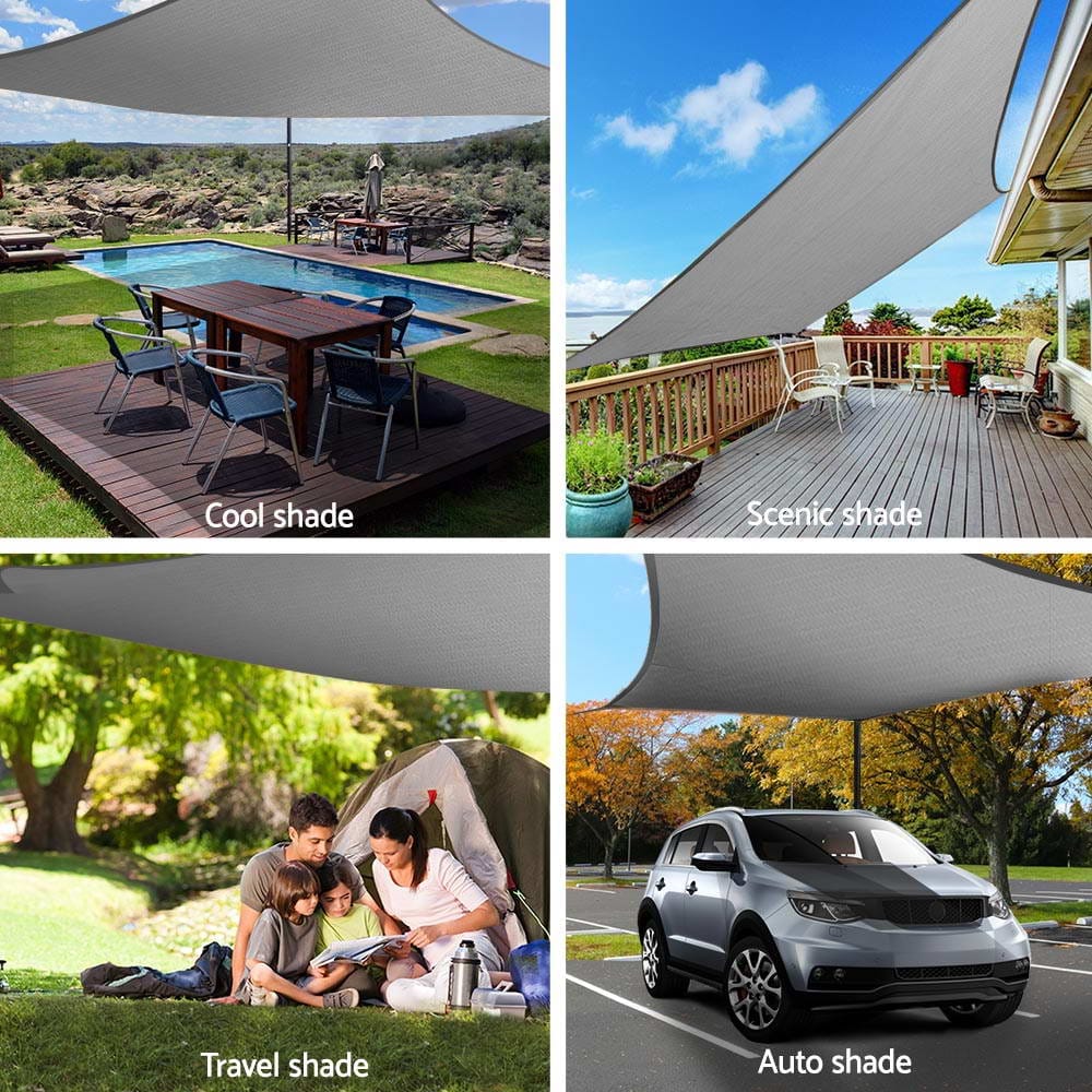 Instahut Shade Sail 4x6m Rectangle 280GSM 98% Grey Shade Cloth