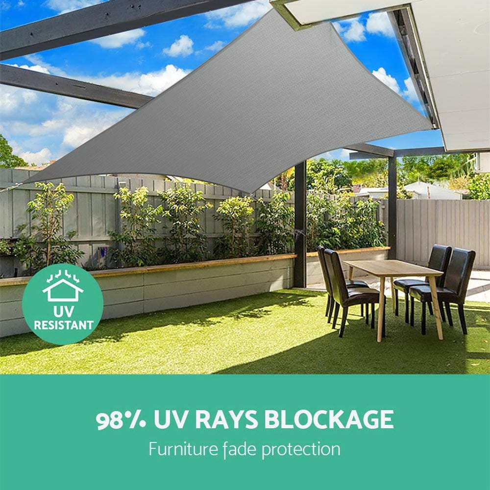 Instahut Shade Sail 4x6m Rectangle 280GSM 98% Grey Shade Cloth