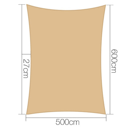 Instahut Shade Sail 5x6m Rectangle 280GSM 98% Sand Shade Cloth