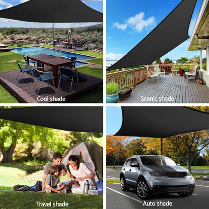 Instahut Shade Sail 6x7m Rectangle 280GSM 98% Black Shade Cloth