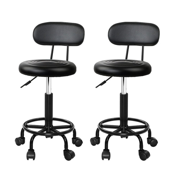 Artiss 2x Salon Stool Swivel Chair Backrest