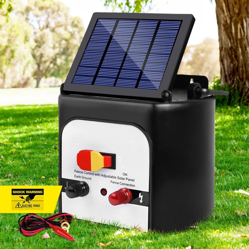 Giantz Fence Energiser 8KM Solar Powered 0.3J Electric Fencing Charger