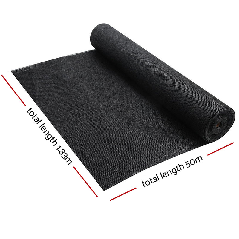 Instahut 70% Shade Cloth 1.83x50m Shadecloth Sail Heavy Duty Black