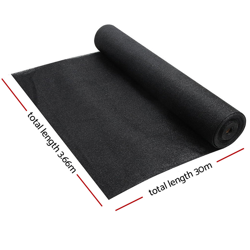 Instahut 70% Shade Cloth 3.66x30m Shadecloth Sail Heavy Duty Black