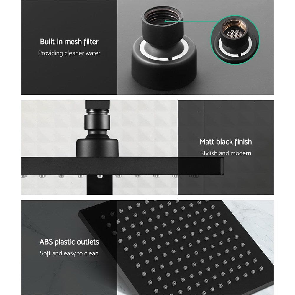 Cefito 8'' Rain Shower Head Set Handheld Square High Pressure Mixer Tap Black