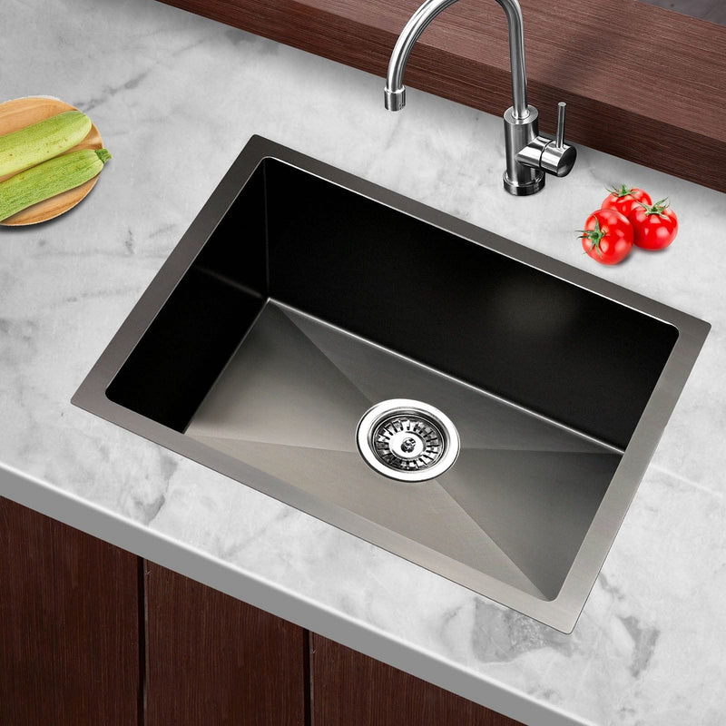 Cefito Kitchen Sink 45X30CM Stainless Steel Basin Single Bowl Laundry Black