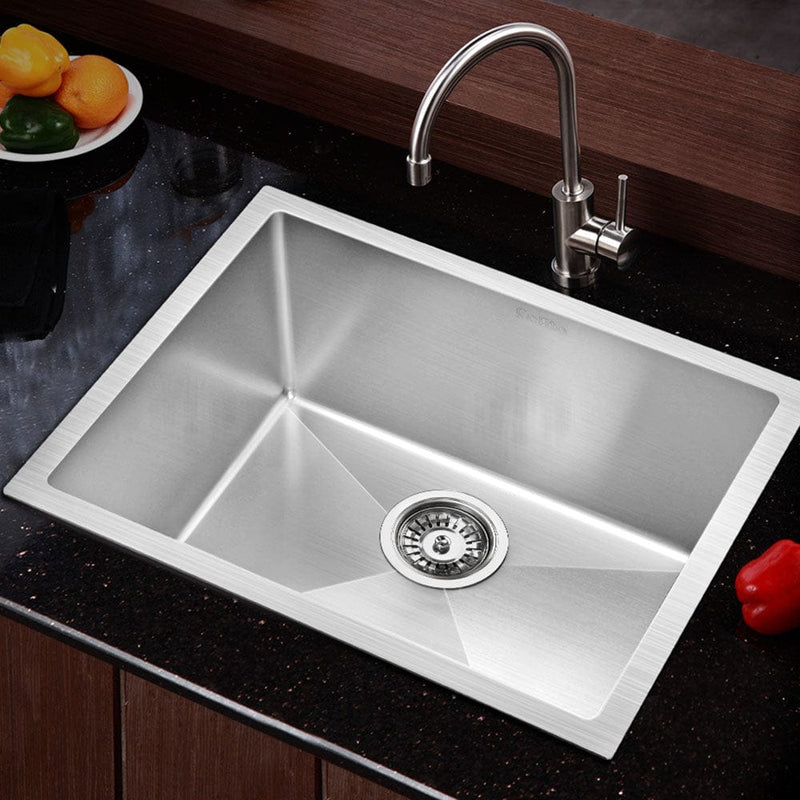 Cefito 54cm x 44cm Stainless Steel Kitchen Sink Under/Top/Flush Mount Black
