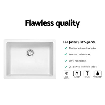 Cefito Stone Kitchen Sink 610X470MM Granite Under/Topmount Basin Bowl Laundry White