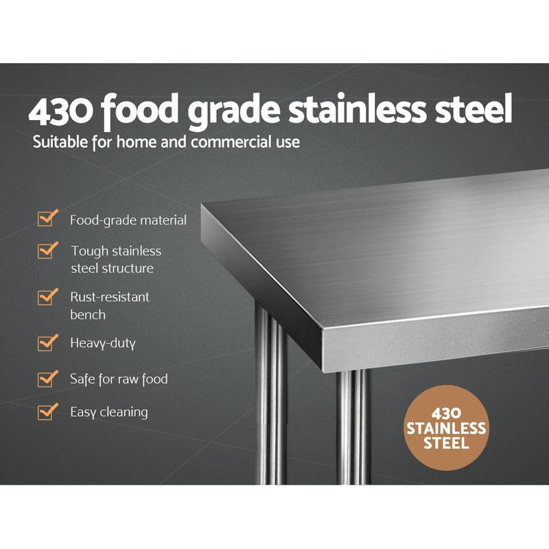 Cefito 1524x610mm Stainless Steel Kitchen Bench 430