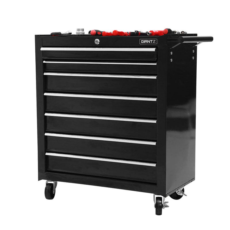 Giantz 7 Drawer Tool Box Cabinet Chest Trolley Storage Garage Toolbox Black