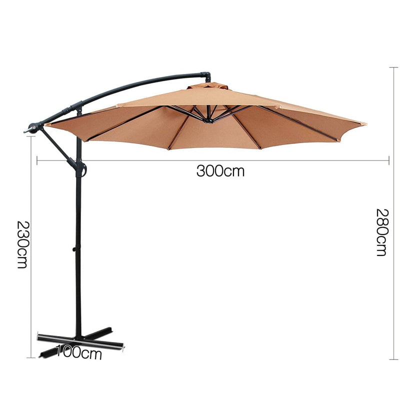 Instahut 3m Outdoor Umbrella Cantilever Beach Garden Patio Beige