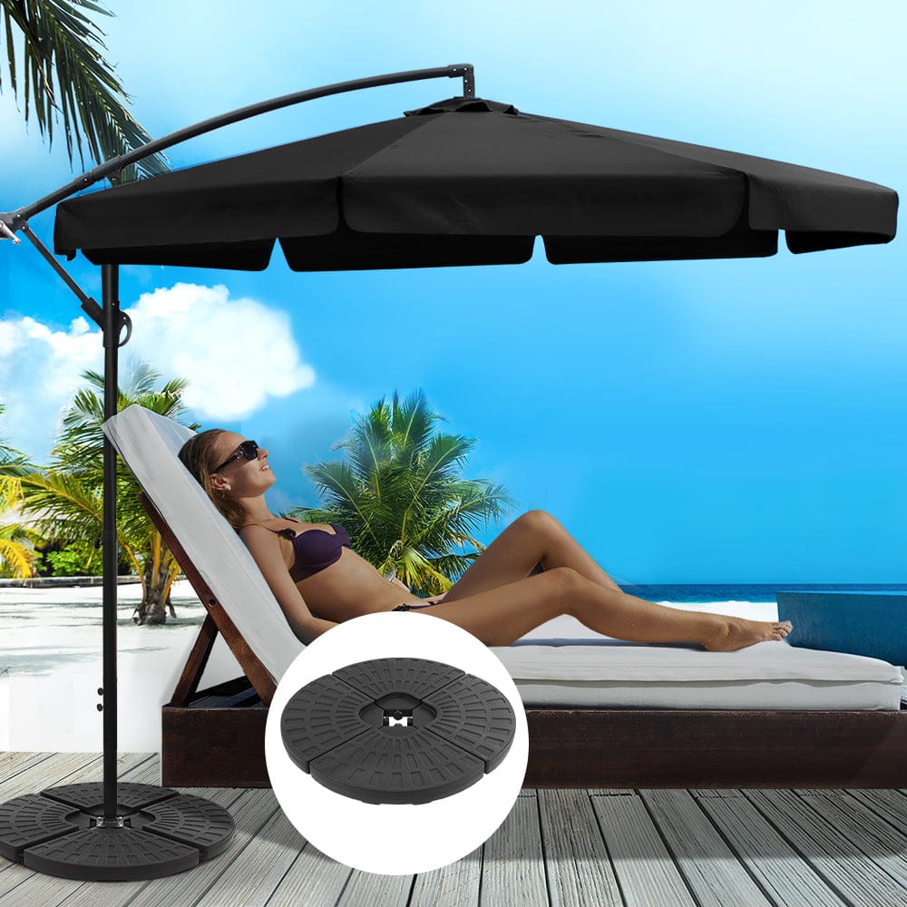 Instahut 3m Outdoor Umbrella w/Base Cantilever Garden Patio Beach Black