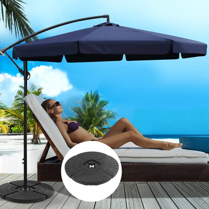 Instahut 3m Outdoor Umbrella w/Base Cantilever Garden Patio Beach Navy