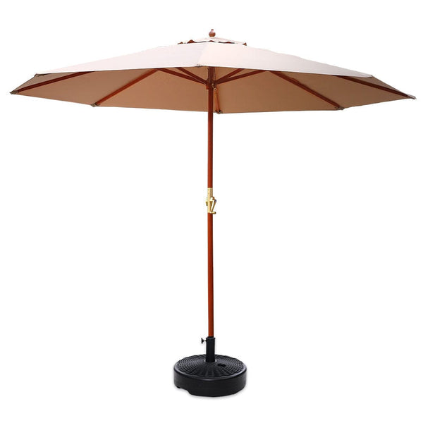 Instahut 3m Outdoor Umbrella w/Base Pole Umbrellas Garden Sun Stand Deck Beige
