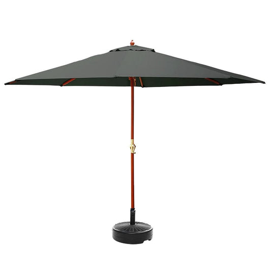 Instahut Outdoor Umbrella Pole Umbrellas 3M W/ Base Garden Stand Deck Charcoal