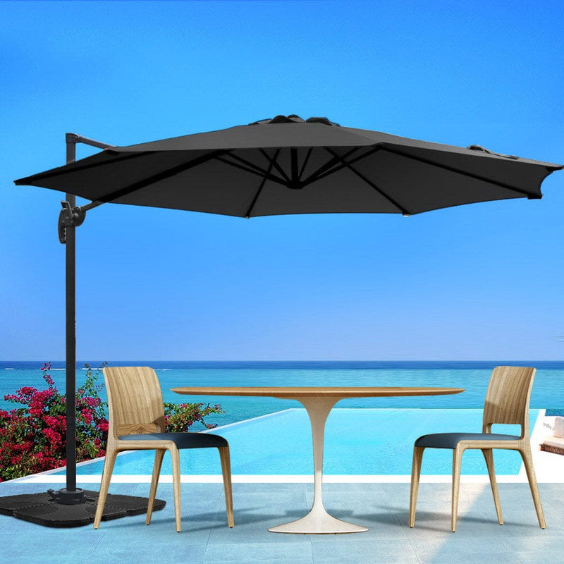 Instahut 3m Outdoor Umbrella Cantilever 360 Degree Tilt Beach Roma Black