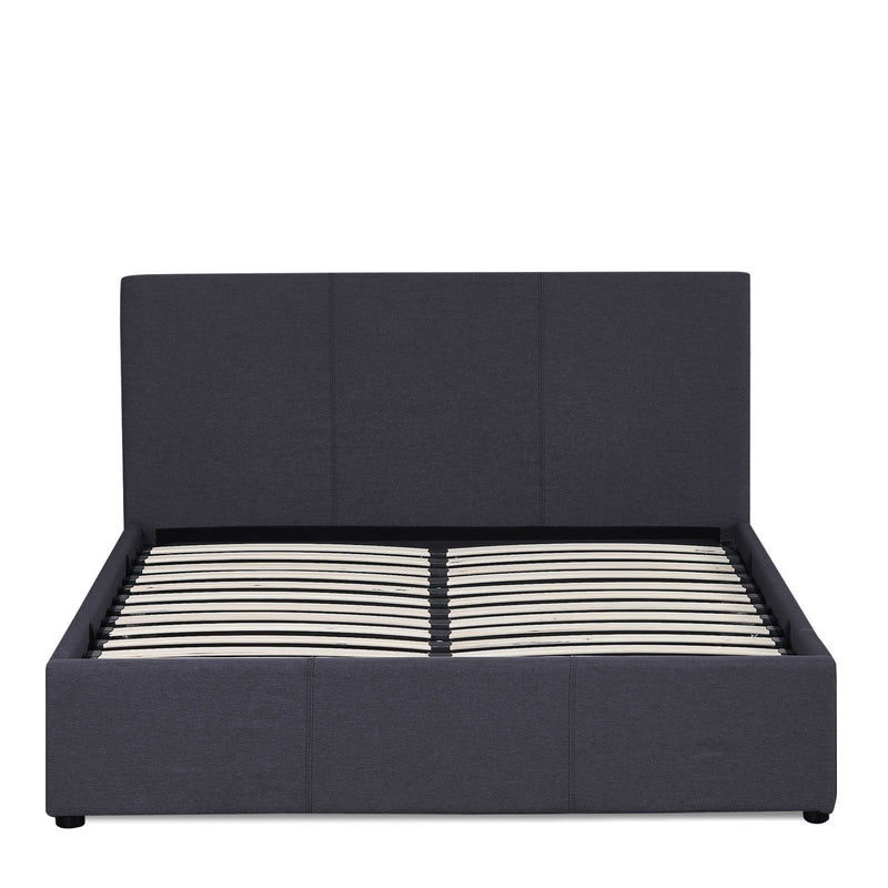 Milano Luxury Gas Lift Bed Frame Base And Headboard With Storage - Single - Charcoal
