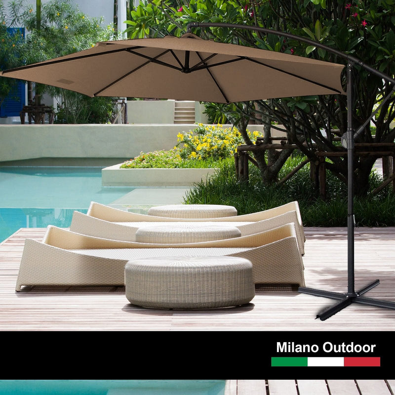 Milano Outdoor 3 Metre Cantilever Umbrella UV Sunshade Garden Patio Deck - Latte