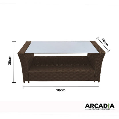 Arcadia Furniture Outdoor 4 Piece Sofa Lounge Set Wicker Rattan Garden - Oatmeal and Grey