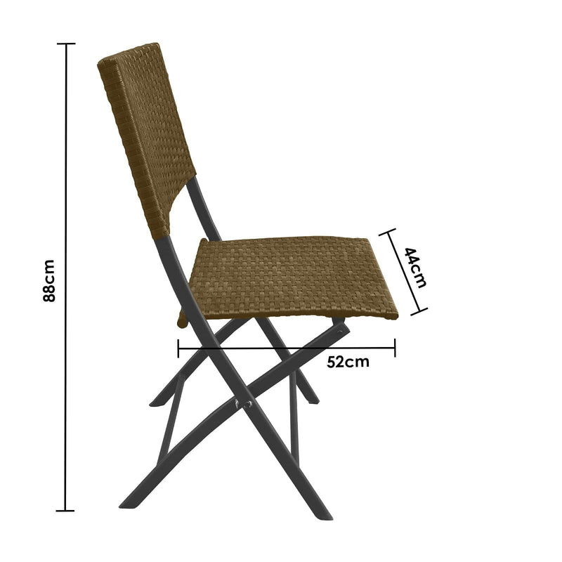 Arcadia Furniture Outdoor 3 Piece Foldable Rattan Coffee Table Set Garden Patio - Oatmeal