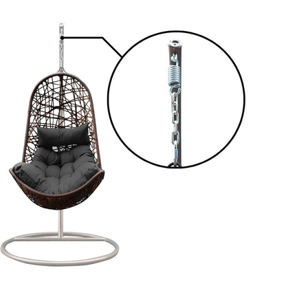 Arcadia Furniture Hanging Basket Egg Chair Outdoor Wicker Rattan Patio Garden - Oatmeal and Grey