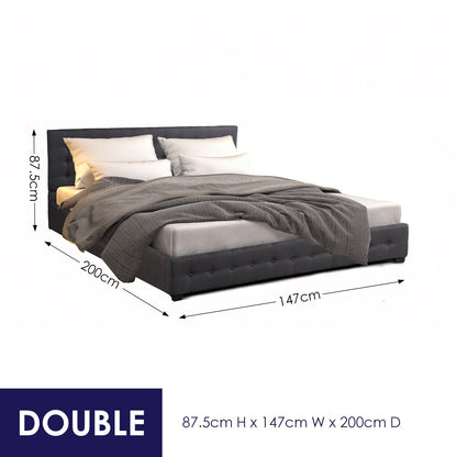 Milano Decor Eden Gas Lift Bed With Headboard Platform Storage Dark Grey Fabric - Double - Dark Grey