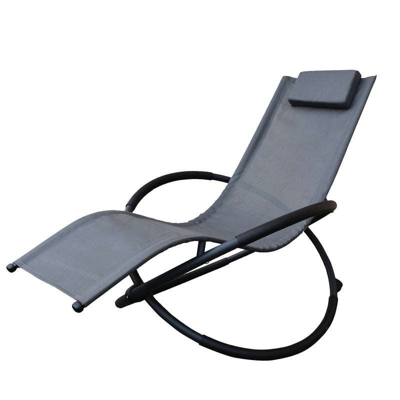 Arcadia Furniture Zero Gravity Portable Foldable Rocking Chair Recliner Lounge - Grey