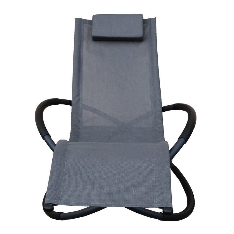 Arcadia Furniture Zero Gravity Portable Foldable Rocking Chair Recliner Lounge - Grey