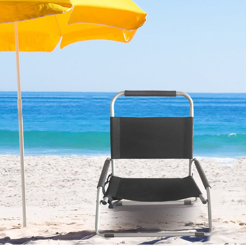 Havana Outdoors Beach Chair 2 Pack Folding Portable Summer Camping Outdoors - Black