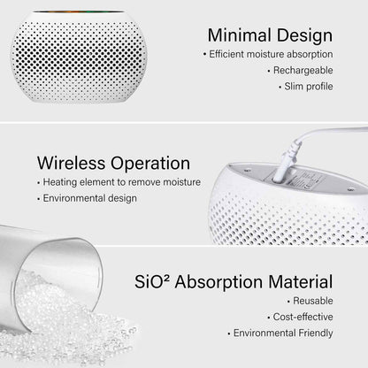 MyGenie Compact Reusable Dehumidifier Moisture Extractor Compact Portable White