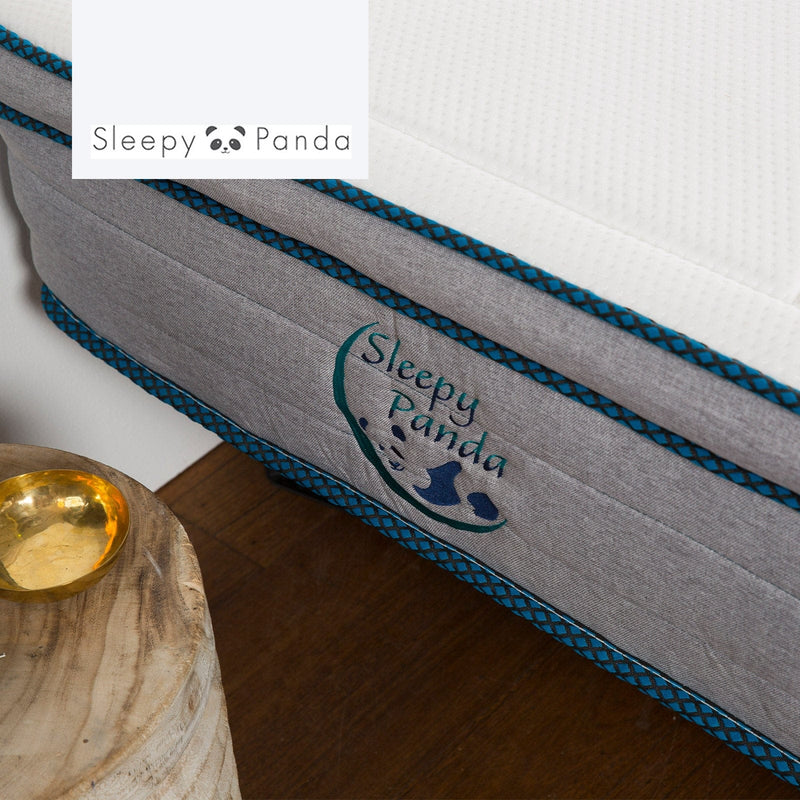 Sleepy Panda Mattress 5 Zone Pocket Spring EuroTop Medium Firm 30cm Thickness - Double - White  Grey  Blue