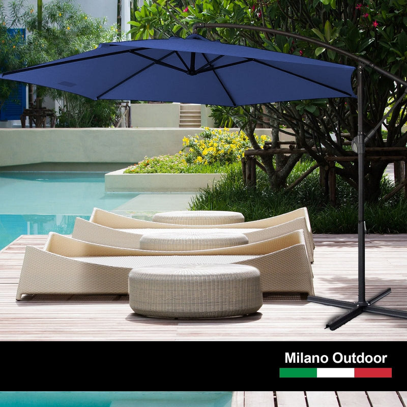 Milano 3M Outdoor Umbrella Cantilever With Protective Cover Patio Garden Shade - Navy