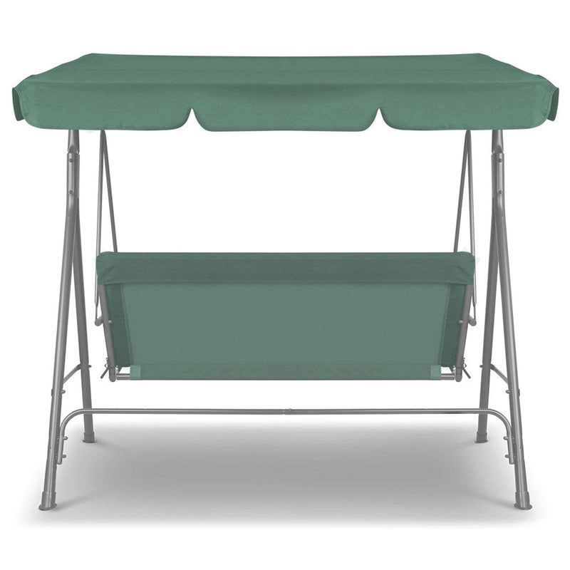 Milano Outdoor Swing Bench Seat Chair Canopy Furniture 3 Seater Garden Hammock - Dark Green