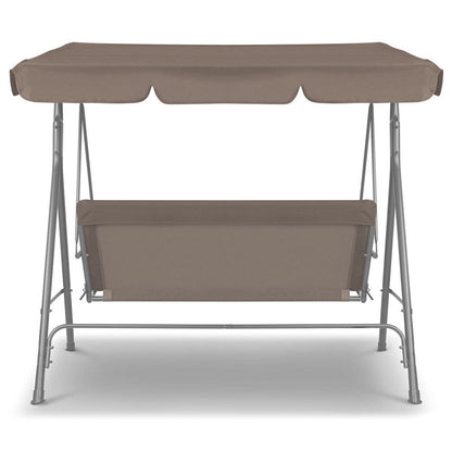 Milano Outdoor Swing Bench Seat Chair Canopy Furniture 3 Seater Garden Hammock - Coffee