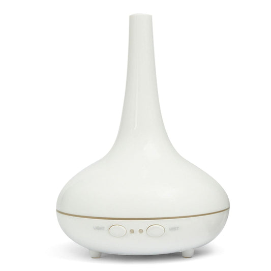 Essential Oil Diffuser Ultrasonic Humidifier Aromatherapy LED Light 200ML 3 Oils - White