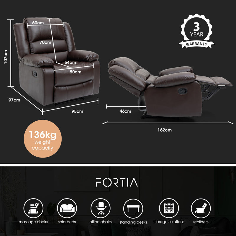 FORTIA Elderly-Friendly Luxury Recliner Chair - Brown