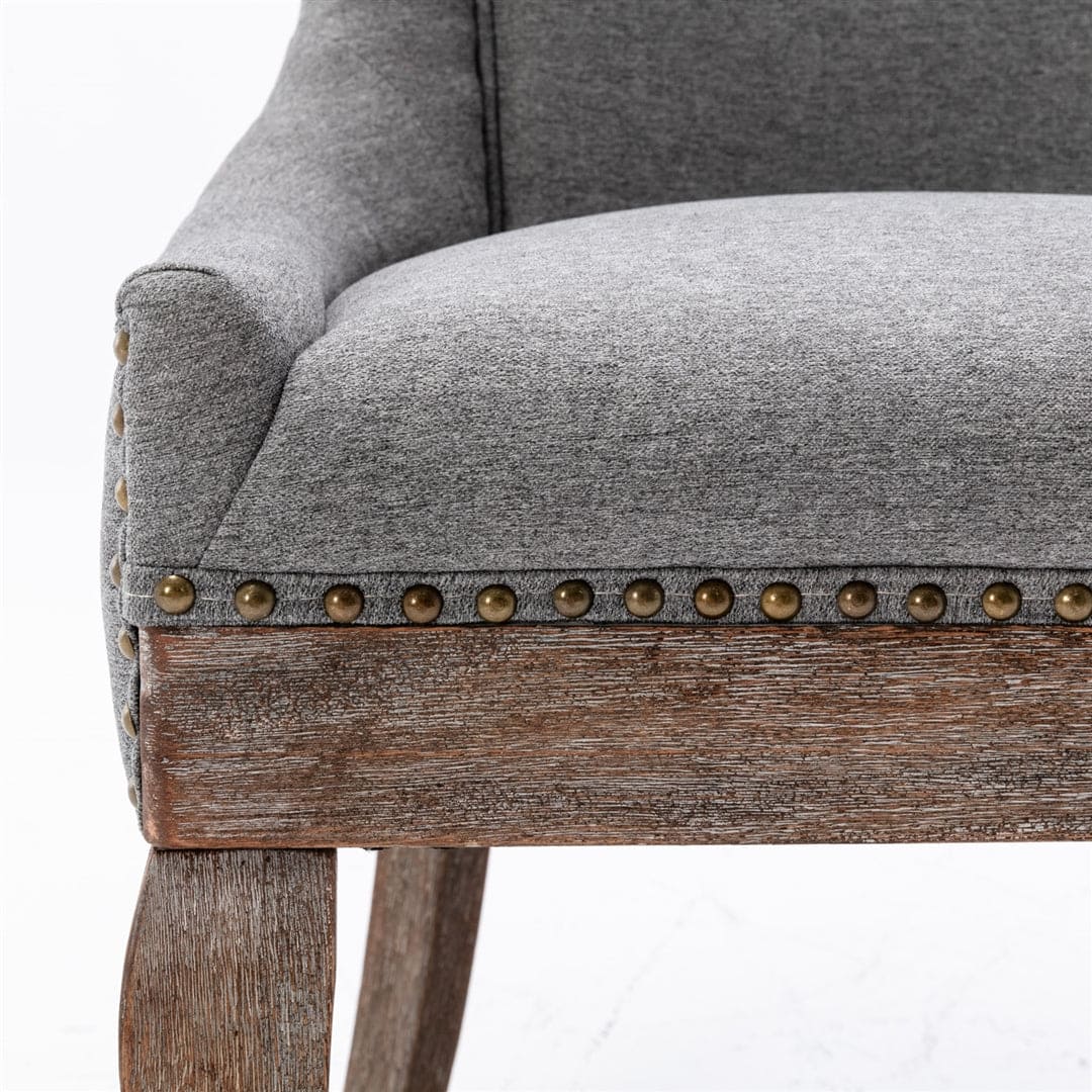 2X Solid Wood Fabric Upholstered Dining Chair Luxury Accent Chairs with Nailhead