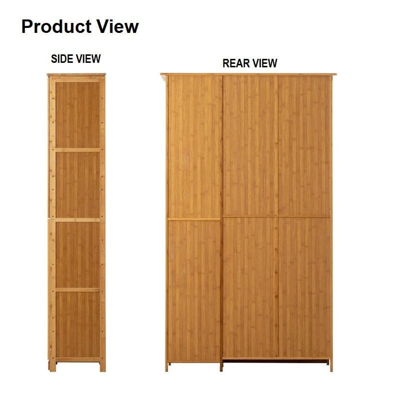 10 Tier Bamboo Large Capacity Storage Shelf Shoe Rack Cabinet 6 Doors 1 Drawer