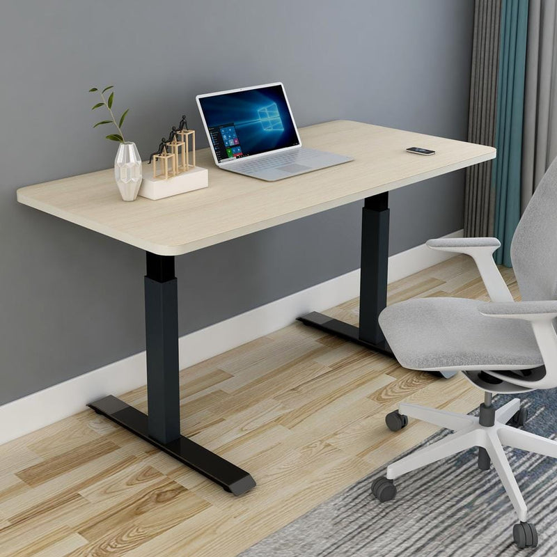 120cm Standing Desk Height Adjustable Sit Black Stand Motorised Dual Motors Frame White Top