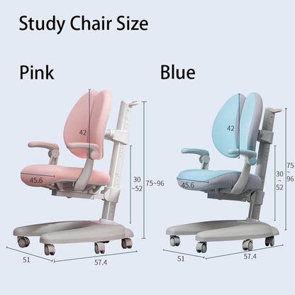 Solid Rubber Wood Height Adjustable Children Kids Ergonomic Study Chair Pink Only AU